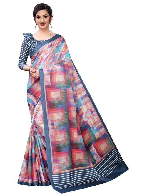 self design printed saree with blouse - 19198245 - Very Small Image - 1