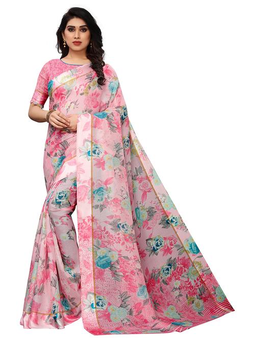 self design printed saree with blouse - 19198254 - Very Small Image - 1