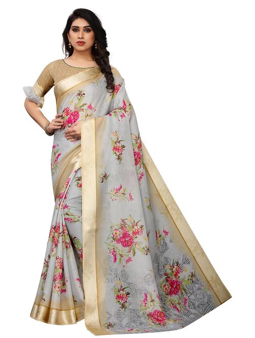 self design printed saree with blouse - 19198257 - Very Small Image - 1