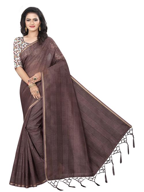 ethnic wear brown color saree set with blouse - 19198302 - Very Small Image - 1