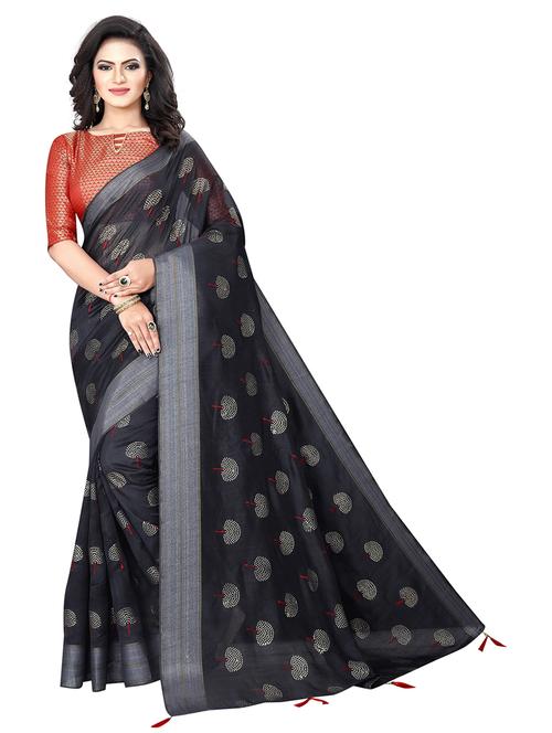 ethnic wear black color saree set with blouse - 19198304 - Very Small Image - 1
