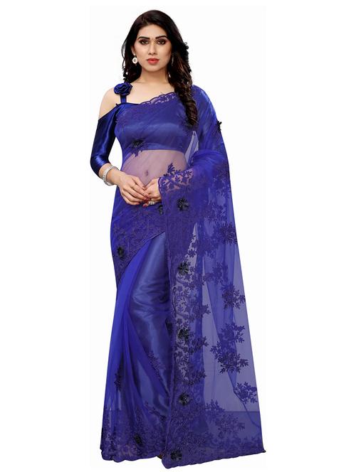 ethnic wear blue color saree set with blouse - 19198311 - Very Small Image - 1