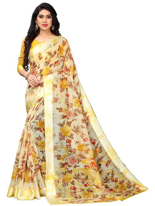 ethnic wear yellow color saree set with blouse - 19198318 - Very Small Image - 1