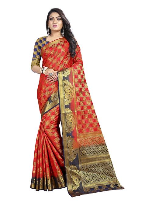 ethnic wear red color saree set - 19198330 - Very Small Image - 1