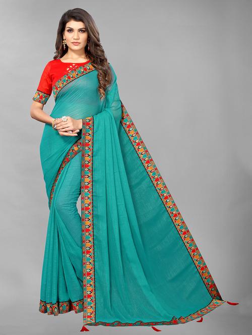 ethnic wear light blue color saree set with blouse - 19198343 - Very Small Image - 1