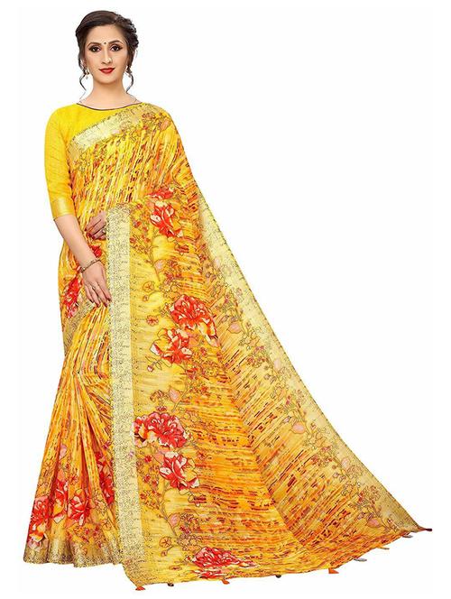 ethnic wear yellow color saree set with blouse - 19198348 - Very Small Image - 1