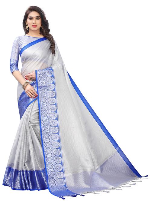 ethnic wear blue color saree set with blouse - 19198349 - Very Small Image - 1
