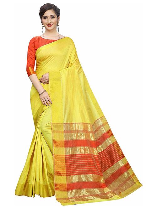 yellow solid saree - 19198424 - Very Small Image - 1