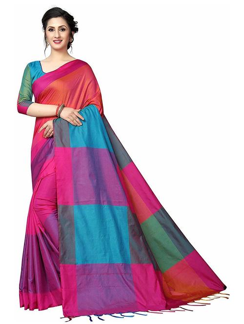 multi colored color block saree with blouse - 19198431 - Very Small Image - 1