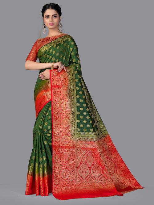 self design woven saree with blouse - 19198634 - Very Small Image - 1