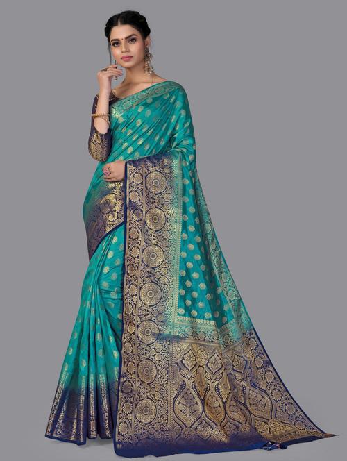 self design woven saree with blouse - 19198636 - Very Small Image - 1