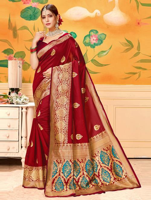 self design woven saree with blouse - 19198675 - Very Small Image - 1