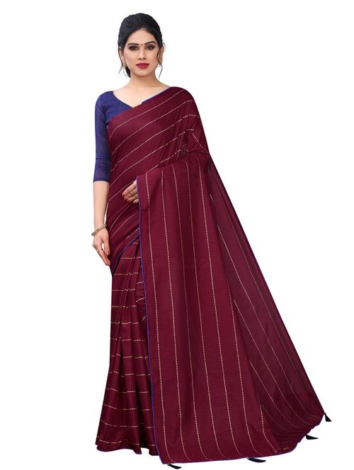 brown striped saree with blouse - 19198712 - Very Small Image - 1