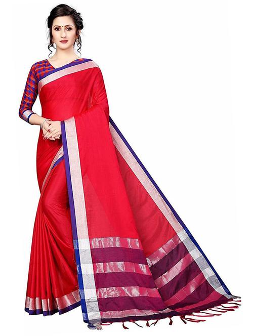 red self design saree with blouse - 19198760 - Very Small Image - 1