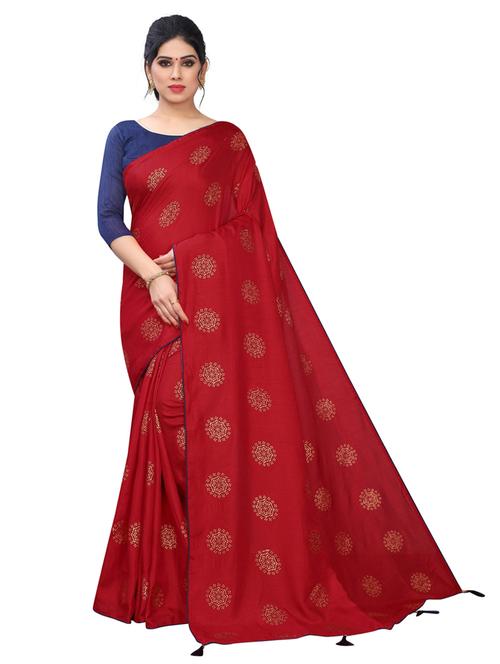 red self design saree - 19198787 - Very Small Image - 1