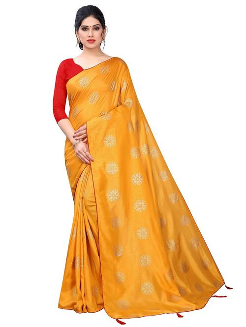 yellow printed saree with blouse - 19198790 - Very Small Image - 1