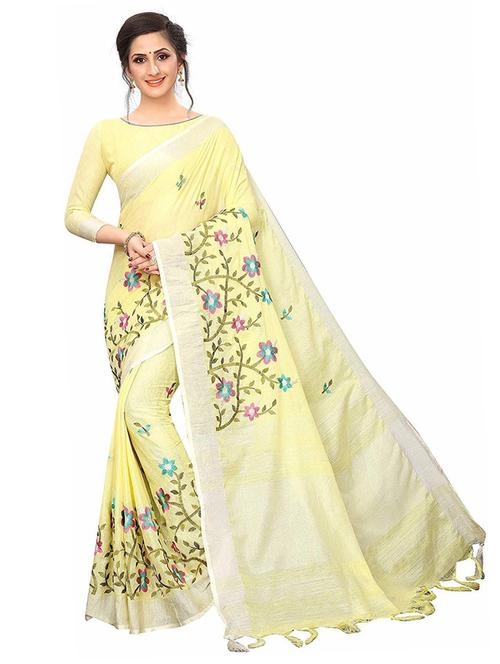 yellow self design saree with blouse - 19198796 - Very Small Image - 1