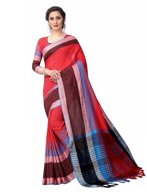 multi colored self design set saree with blouse - 19198825 - Very Small Image - 1
