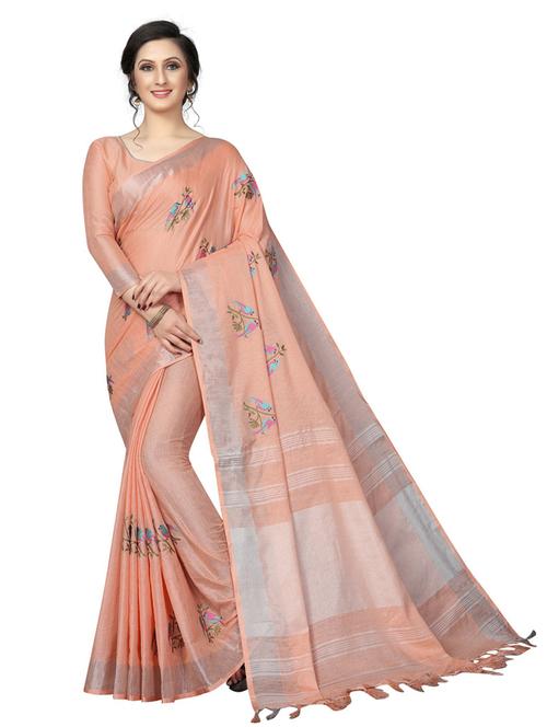 orange embroidered saree with blouse - 19198854 - Very Small Image - 1