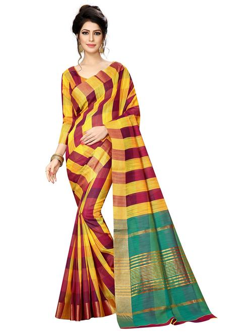 blue striped saree with blouse - 19198971 - Very Small Image - 1