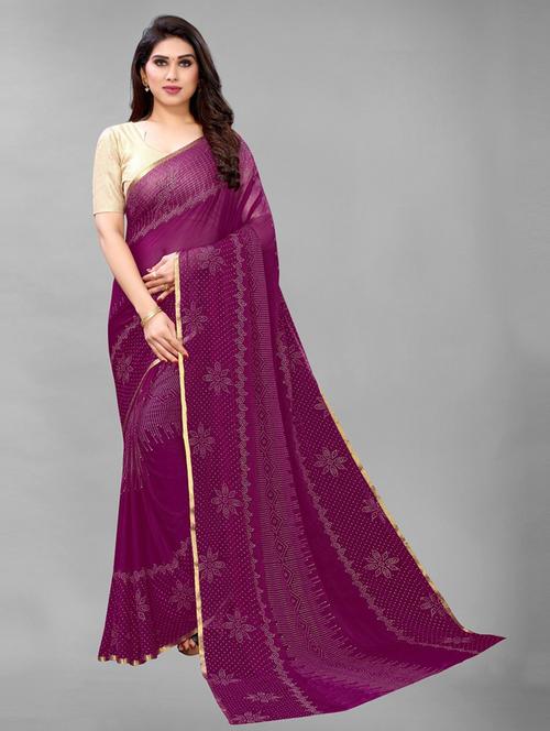 magenta solid saree with blouse - 19198978 - Very Small Image - 1