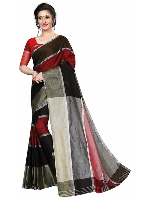 red self design saree with blouse - 19198992 - Very Small Image - 1