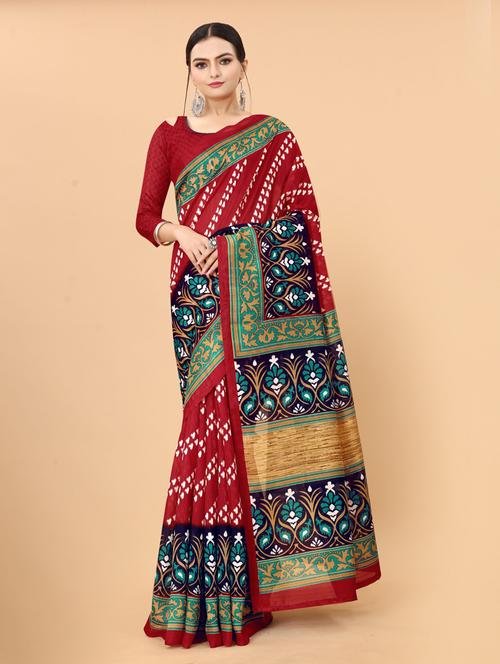 ethnic wear maroon colored saree set with blouse - 19199050 - Very Small Image - 1