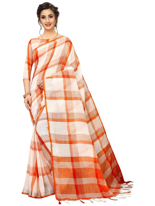 ethnic wear orange colored saree set with blouse - 19199072 - Very Small Image - 1