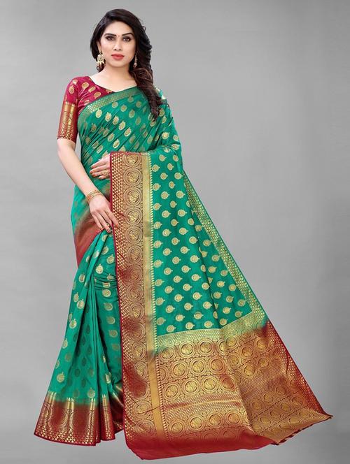 ethnic wear green colored saree set - 19199084 - Very Small Image - 1