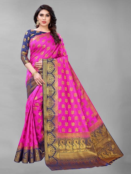 ethnic wear pink colored saree set with blouse - 19199088 - Very Small Image - 1