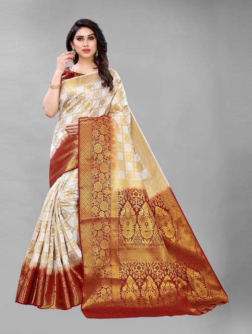 ethnic wear multi colored saree set with blouse - 19199091 - Very Small Image - 1
