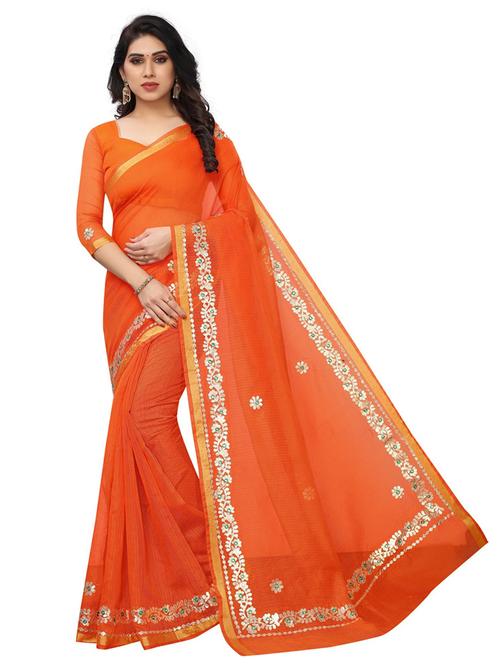 ethnic wear orange colored saree set - 19199096 - Very Small Image - 1