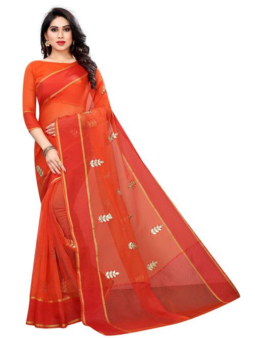 ethnic wear orange colored saree set - 19199104 - Very Small Image - 1