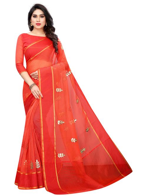 ethnic wear red colored saree set with blouse - 19199105 - Very Small Image - 1