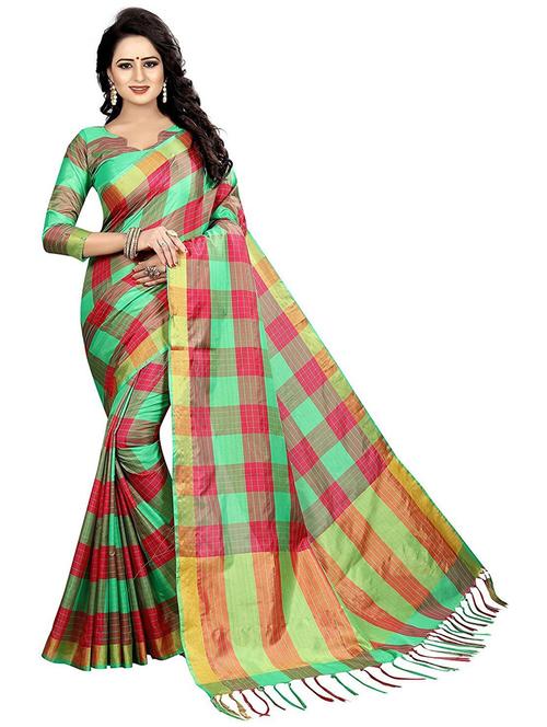 ethnic wear multi colored saree set with blouse - 19199126 - Very Small Image - 1