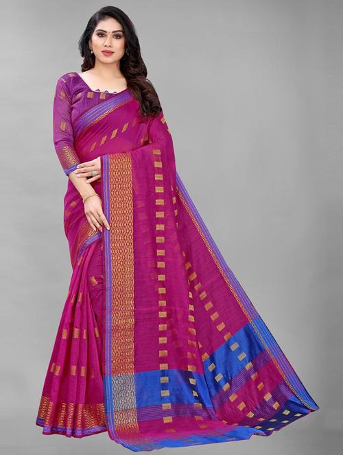 ethnic wear magenta colored saree set with blouse - 19199133 - Very Small Image - 1