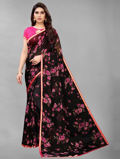 ethnic wear black colored saree set with blouse - 19199151 - Very Small Image - 1