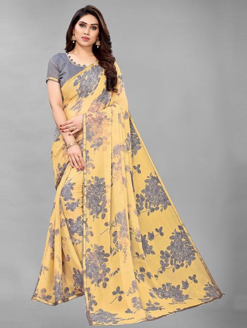 ethnic wear yellow colored saree set with blouse - 19199157 - Very Small Image - 1