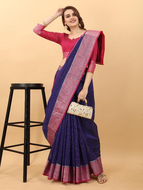 ethnic wear blue colored saree set with blouse - 19199162 - Very Small Image - 1