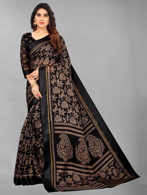 ethnic wear black colored saree set with blouse - 19199167 - Very Small Image - 1