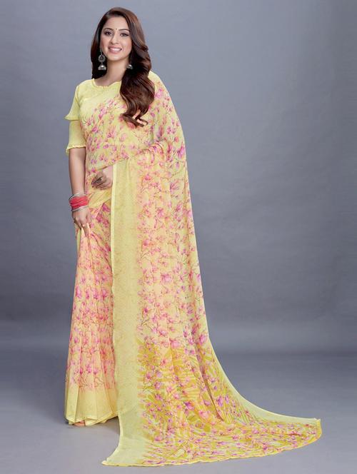 floral printed saree - 19199204 - Very Small Image - 1
