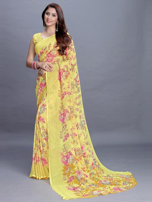 floral printed saree with blouse - 19199213 - Very Small Image - 1