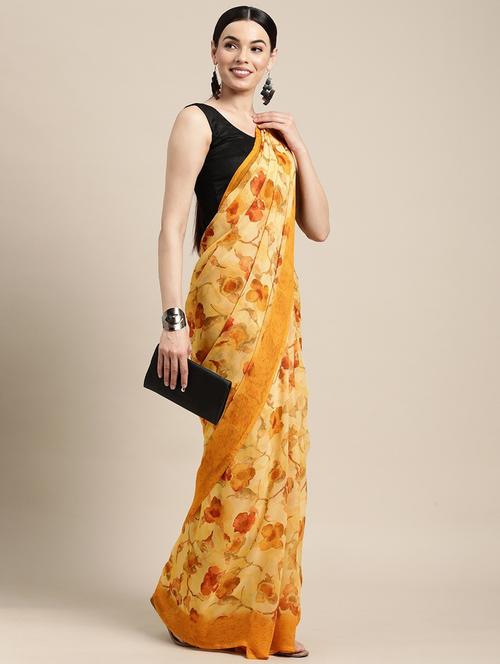 floral printed saree with blouse - 19199273 - Very Small Image - 1