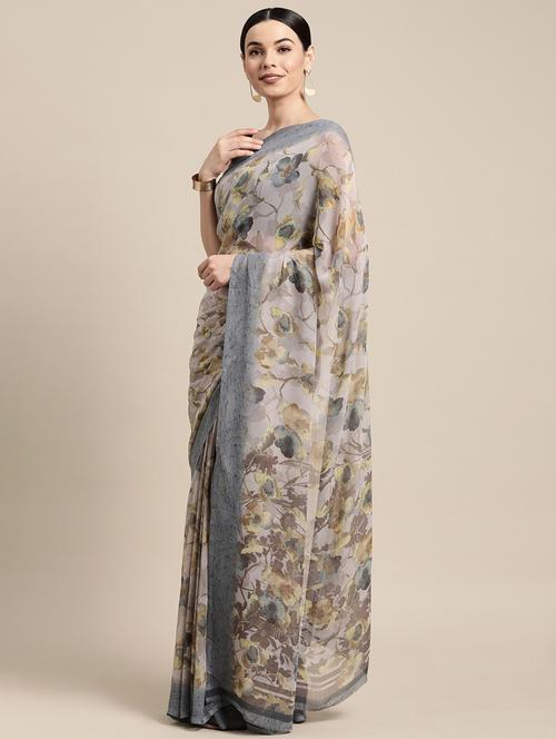 floral printed saree - 19199275 - Very Small Image - 1