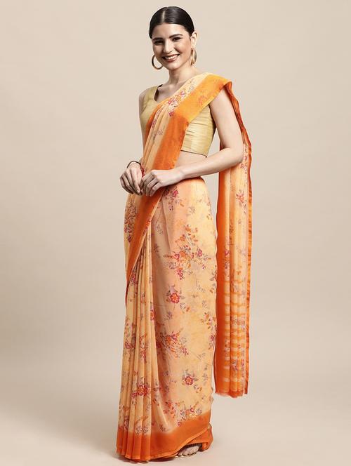 floral printed saree - 19199290 - Very Small Image - 1