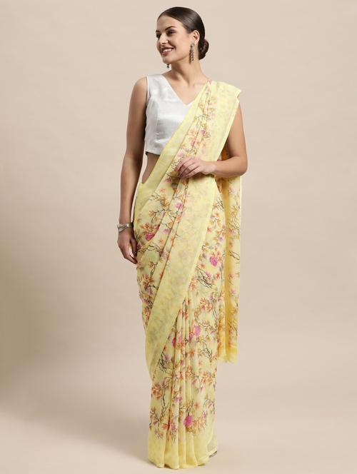 floral printed saree - 19199293 - Very Small Image - 1