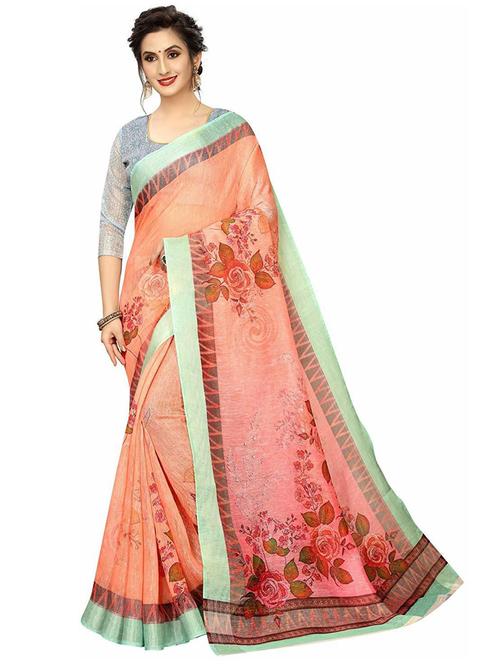 floral printed saree with blouse - 19199326 - Very Small Image - 1