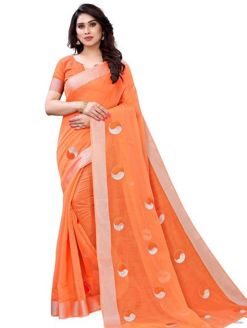 orange paisley embroidered saree - 19199345 - Very Small Image - 1