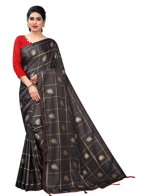 tassel detailed printed saree with blouse - 19199351 - Very Small Image - 1