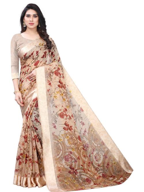 floral printed saree - 19199385 - Very Small Image - 1